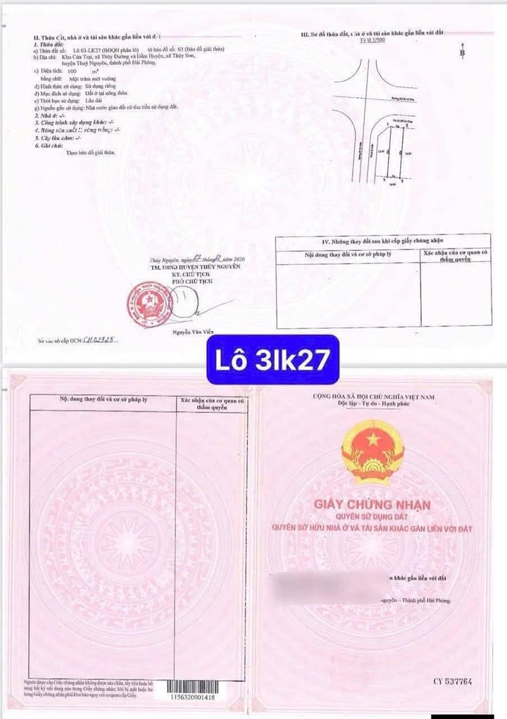 Đất nền Cửa Trại Thủy Nguyên 100m² - Sổ đỏ chính chủ vị trí đắc địa