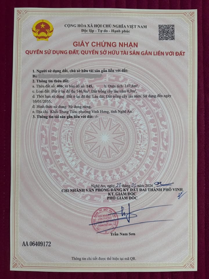 Bán Đất Vàng Phường Hưng Dũng, TP Vinh 148m² - Cơ Hội Đầu Tư Sinh Lời