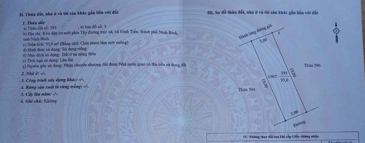 Đất nền Mặt tiền Tuệ Tĩnh kéo dài, Ninh Bình - 95m², Sẵn sổ hồng