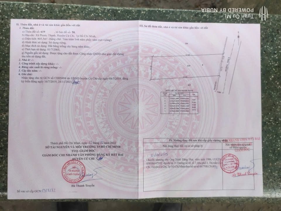 Đất vườn Củ Chi 805m² giá 2.25 tỷ - Tiềm năng tăng giá vượt trội!