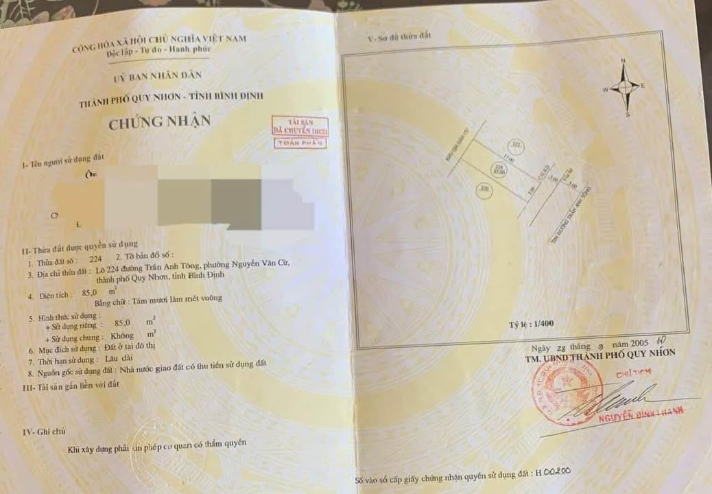 Đất Mặt Tiền Trần Anh Tông Quy Nhơn 85m² - Vị Trí Đẹp Sát Biển