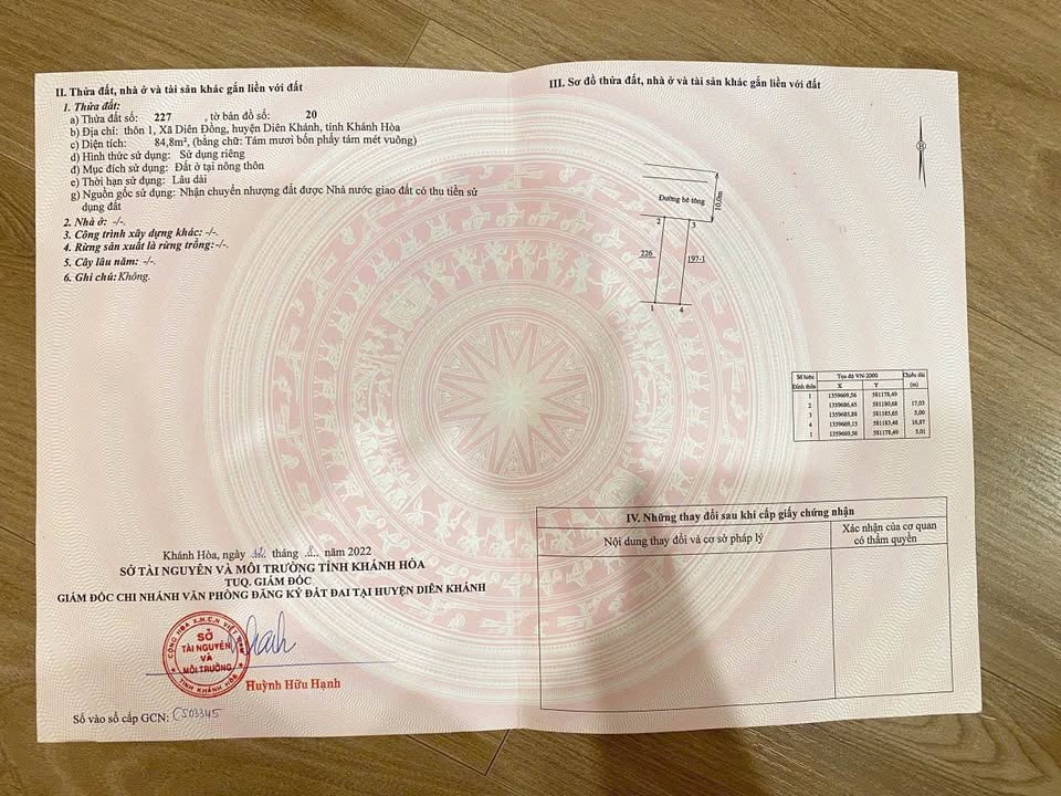 Đất nền Diên Đồng, Diên Khánh 85m² giá 390 triệu - Sổ đỏ chính chủ!