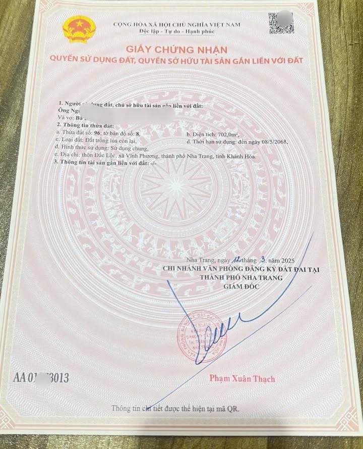 Đất Vàng 702m² Thôn Đắc Lộc, Nha Trang - Sổ Hồng, Giá Tốt