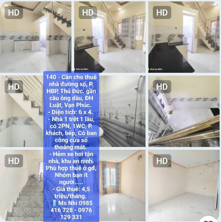 Nhà 2PN 2 Lầu Hẻm Xe Hơi Hiệp Bình Phước, Thủ Đức - Giá 4.5 Triệu/Tháng