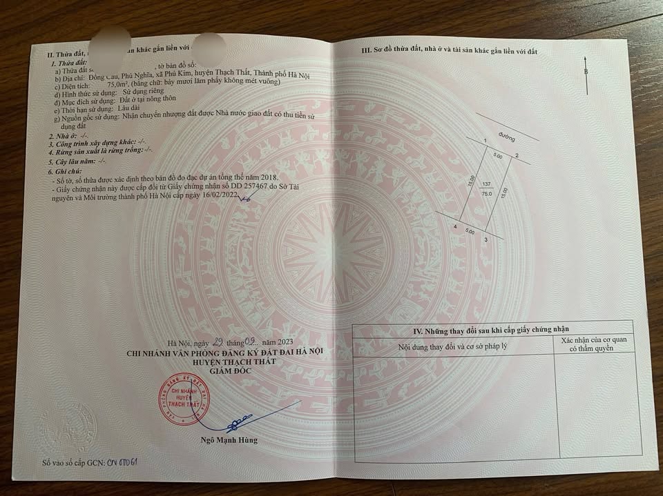 Đất nền Chương Mỹ 75m² giá từ 3 tỷ - Đất thổ cư 100%