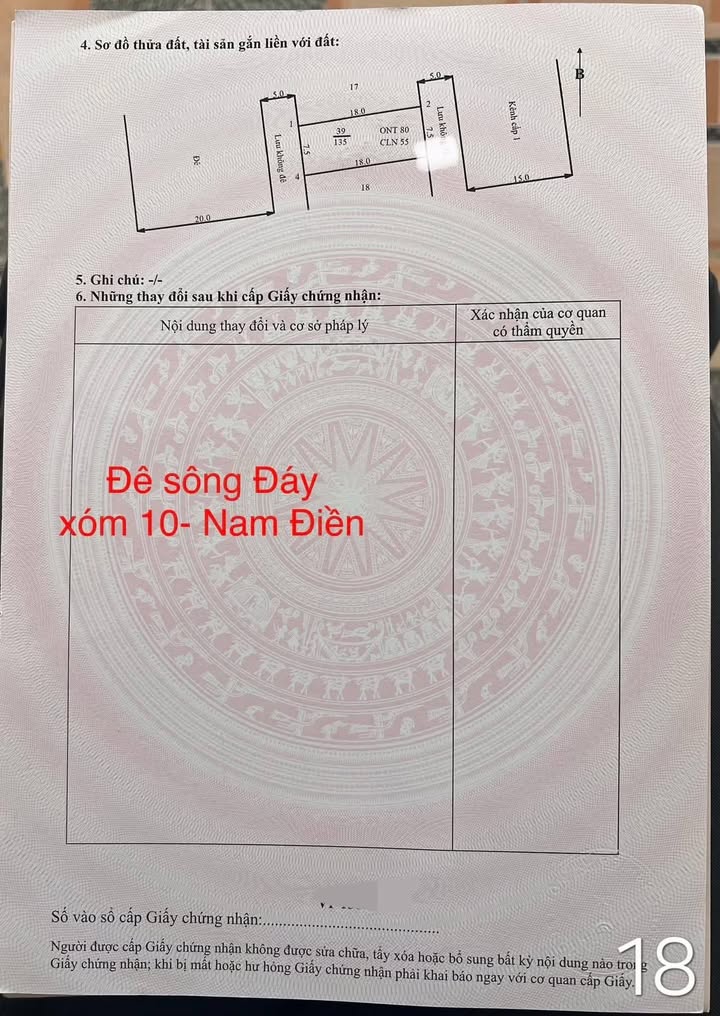 Đất Vàng Nam Điền 135m² Sổ Đỏ Ngay Sông Đáy - Giá 1.6 Tỷ