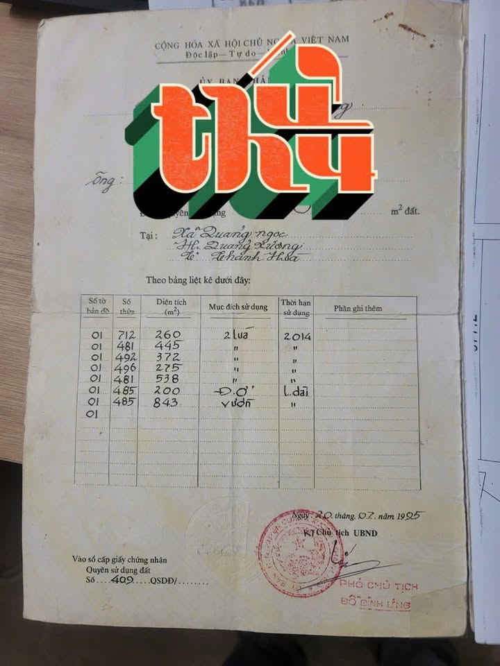 Đất nền Quảng Ngọc, Quảng Xương 730m² - Sổ đỏ chính chủ, giá tốt!