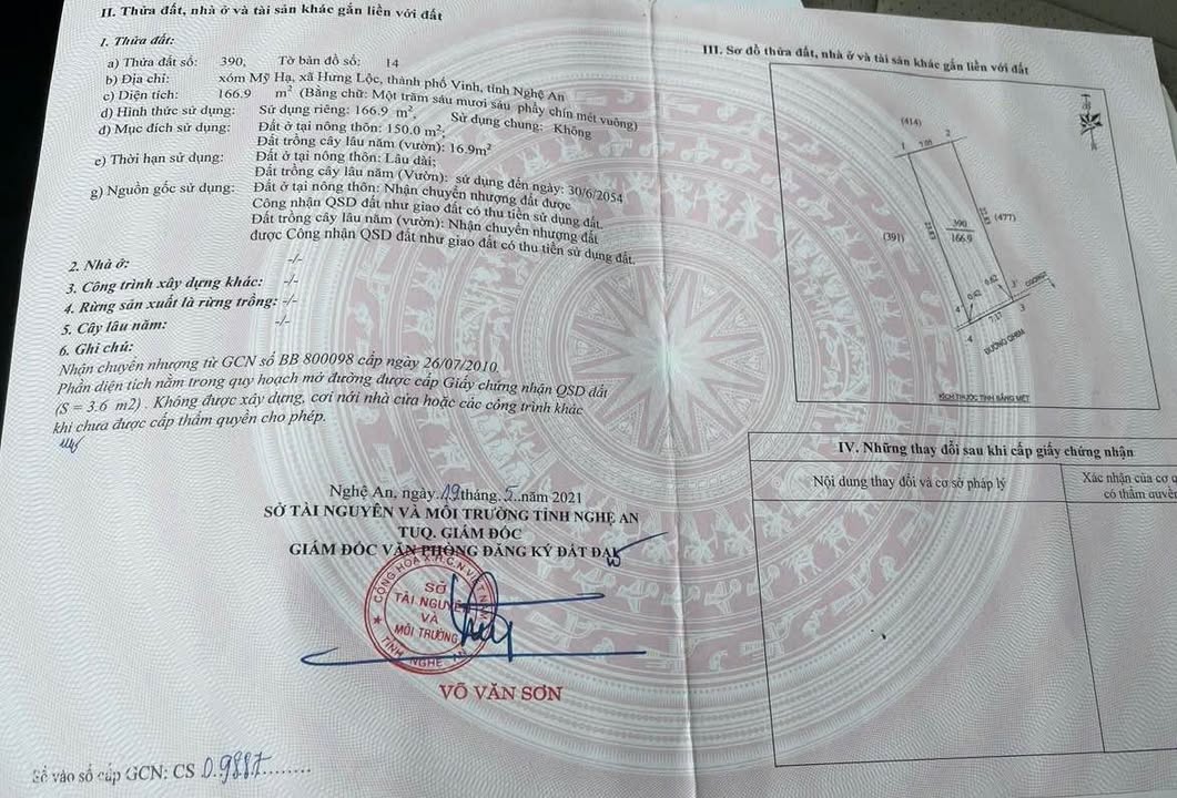 Đất nền Mỹ Hạ, Hưng Lộc, TP. Vinh 167m² - Tiềm năng tăng giá vượt trội!