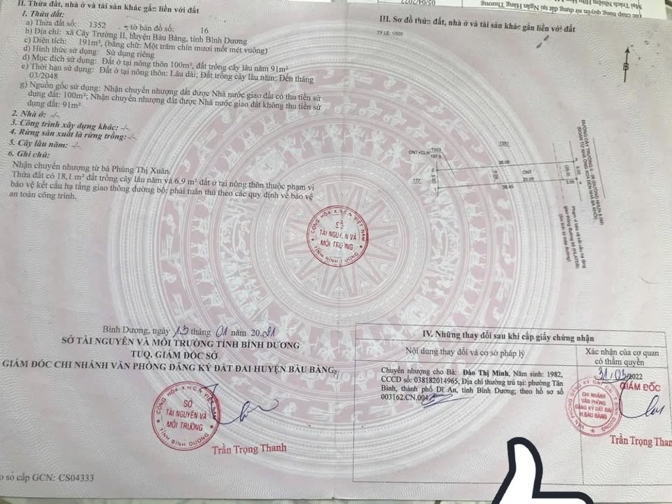 Đất Nền Xã Cây Trường II Bàu Bàng 190m² - Tiềm Năng Tăng Giá Vượt Trội!