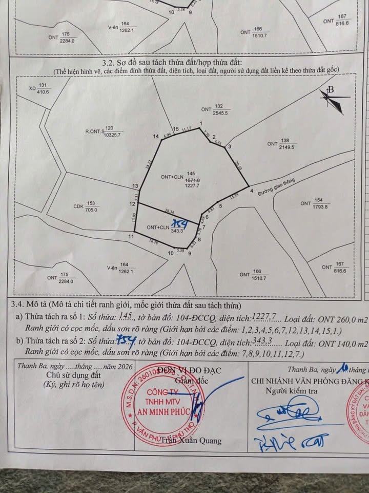 Đất nền Thanh Ba 340m² giá 900 triệu - Sổ đỏ chính chủ!