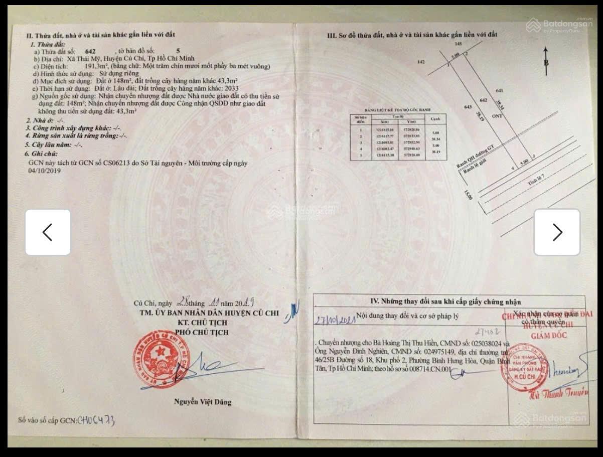 Đất nền mặt tiền Tỉnh Lộ 7 Củ Chi 191.3m² - Kinh doanh/Đầu tư sinh lời