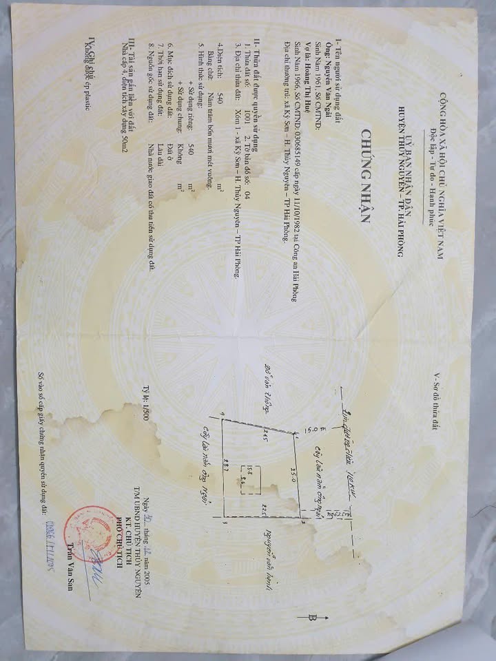 Đất nền Thủy Nguyên 540m² giá 2.2 tỷ - Sổ đỏ chính chủ, nở hậu!