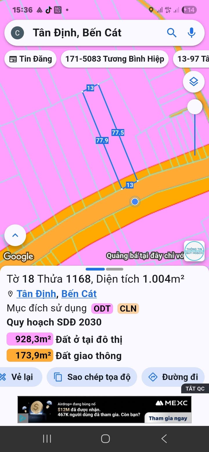 Bán Đất Mặt Tiền ĐH601 Bến Cát 1300m² - Giá Tốt Đầu Tư