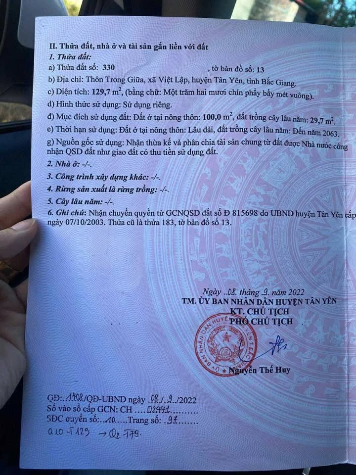 Bán Đất 129.7m² 2 Mặt Tiền Thôn Trong Giữa, Tân Hiệp - Giá Tốt