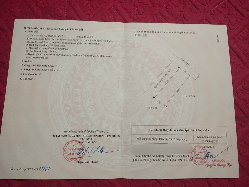 Đất nền An Dương, Lê Chân 61m² - Tiềm năng tăng giá, chỉ 999 triệu!