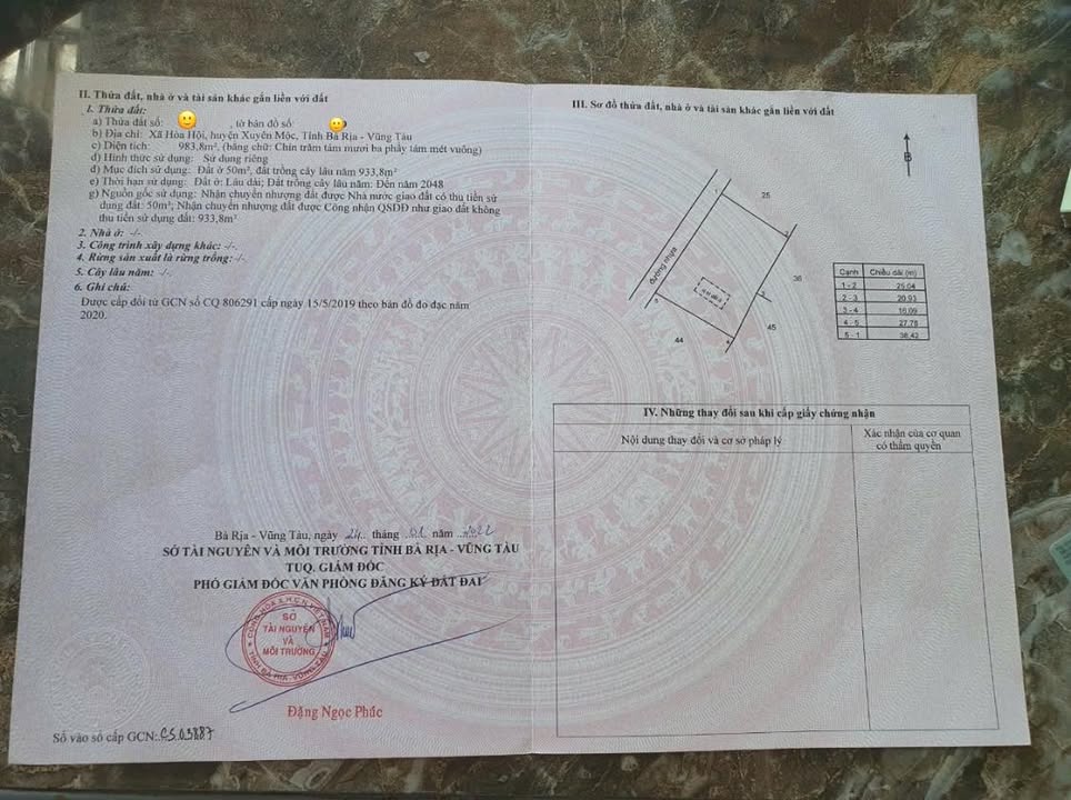 Đất nền Hòa Hội Xuyên Mộc 962m² giá 2.4 tỷ - Sổ đỏ chính chủ!