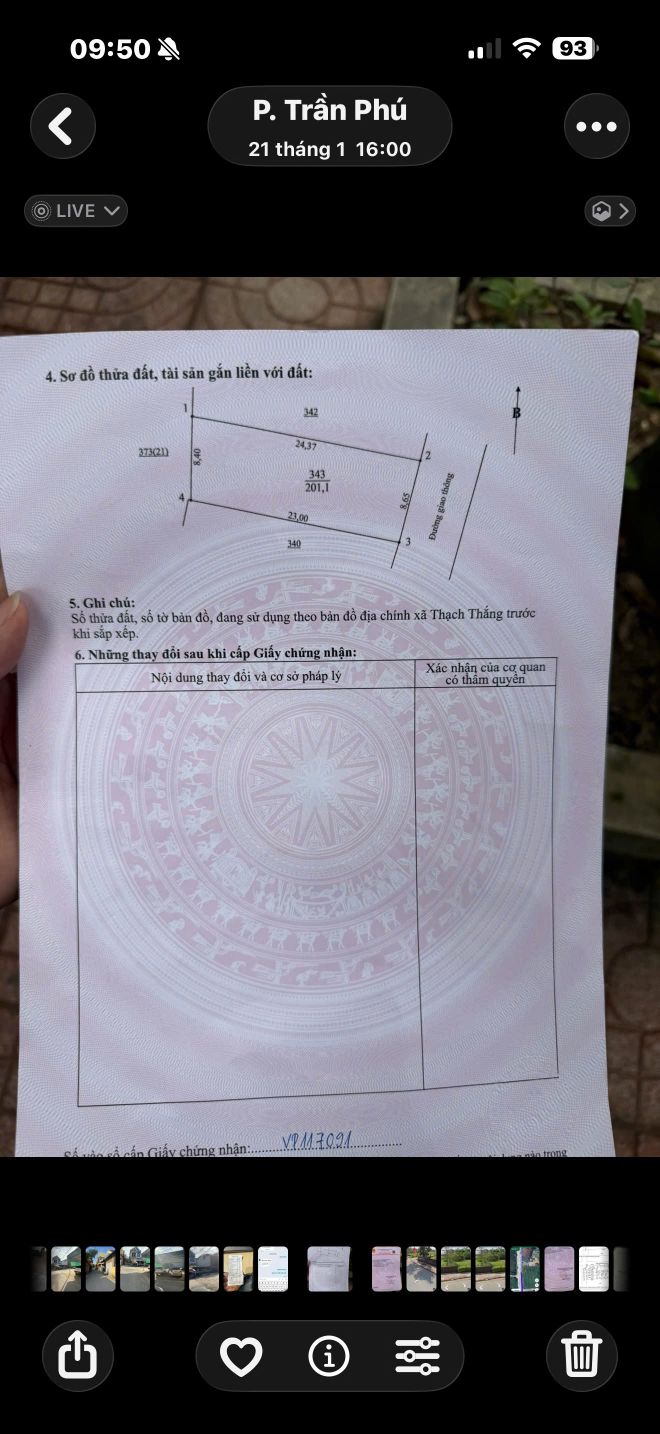 Đất nền Thạch Thắng Hà Tĩnh 201m² 1.2 tỷ - Sổ đỏ chính chủ