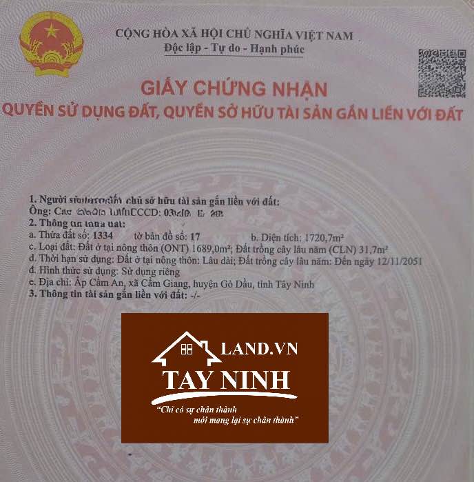 Đất nền Cẩm Giang, Gò Dầu 1720m² - Sổ đỏ chính chủ, đường to ô tô!