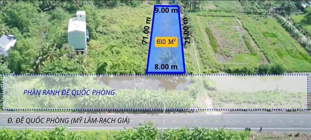 Đất Vườn Mặt Tiền Đê Quốc Phòng Rạch Giá - 640m² Giá 1.85 Tỷ