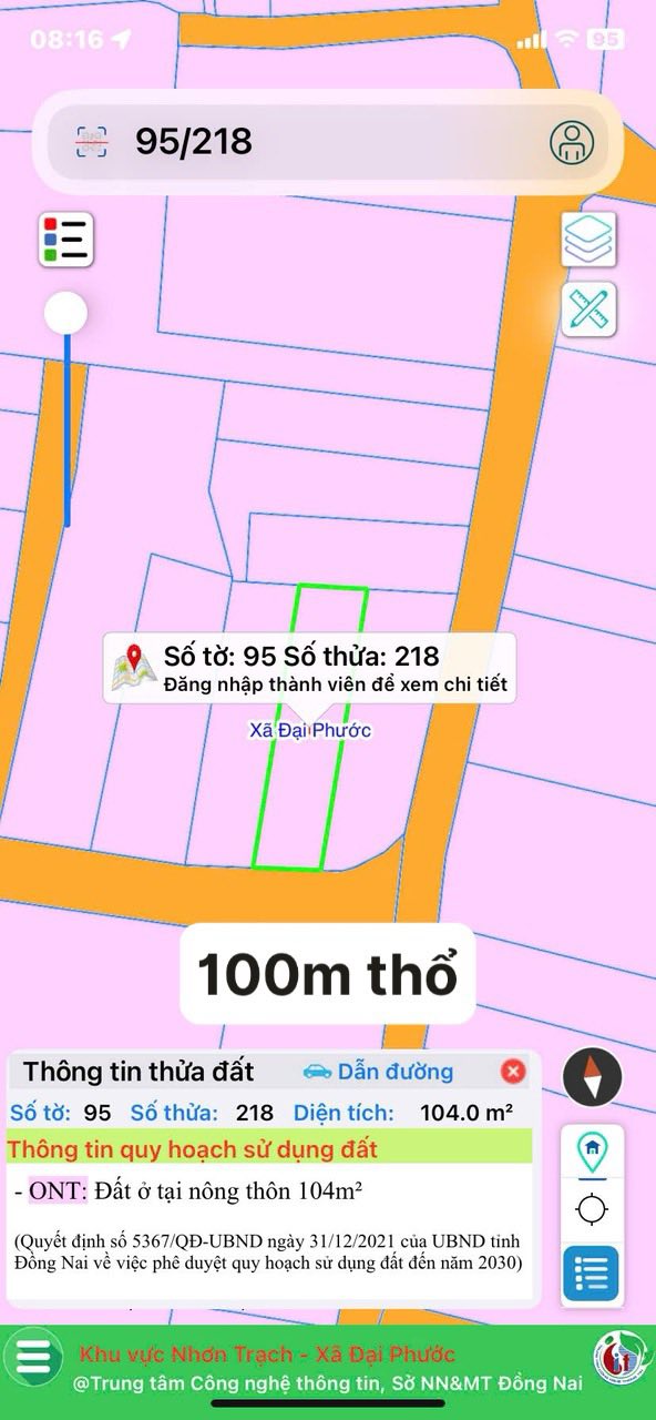 Đất Nền 104m² Đại Phước, Nhơn Trạch - Sổ Đỏ, Gần TP. Thủ Đức