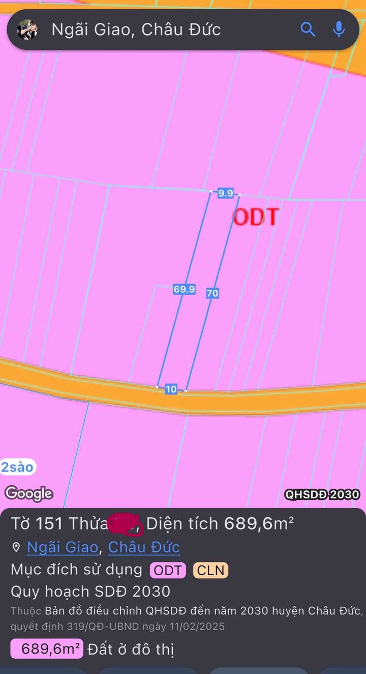 Đất Nền Mặt Tiền Lạc Long Quân, Châu Đức 690m² - Giá 2.4 Tỷ