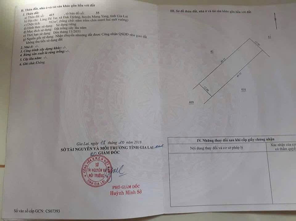 Đất nền Đê Tur, Mang Yang, Gia Lai 792m² - Sổ đỏ chính chủ!