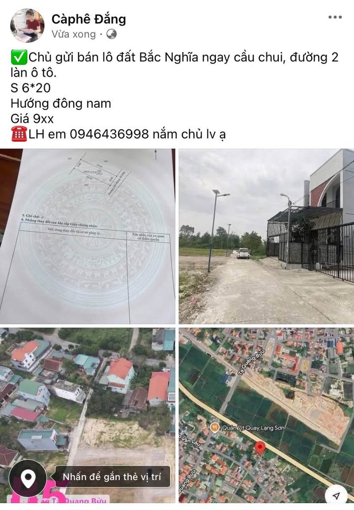 Đất nền Bắc Nghĩa, Đồng Hới 120m² - Sổ đỏ chính chủ, đường ô tô!