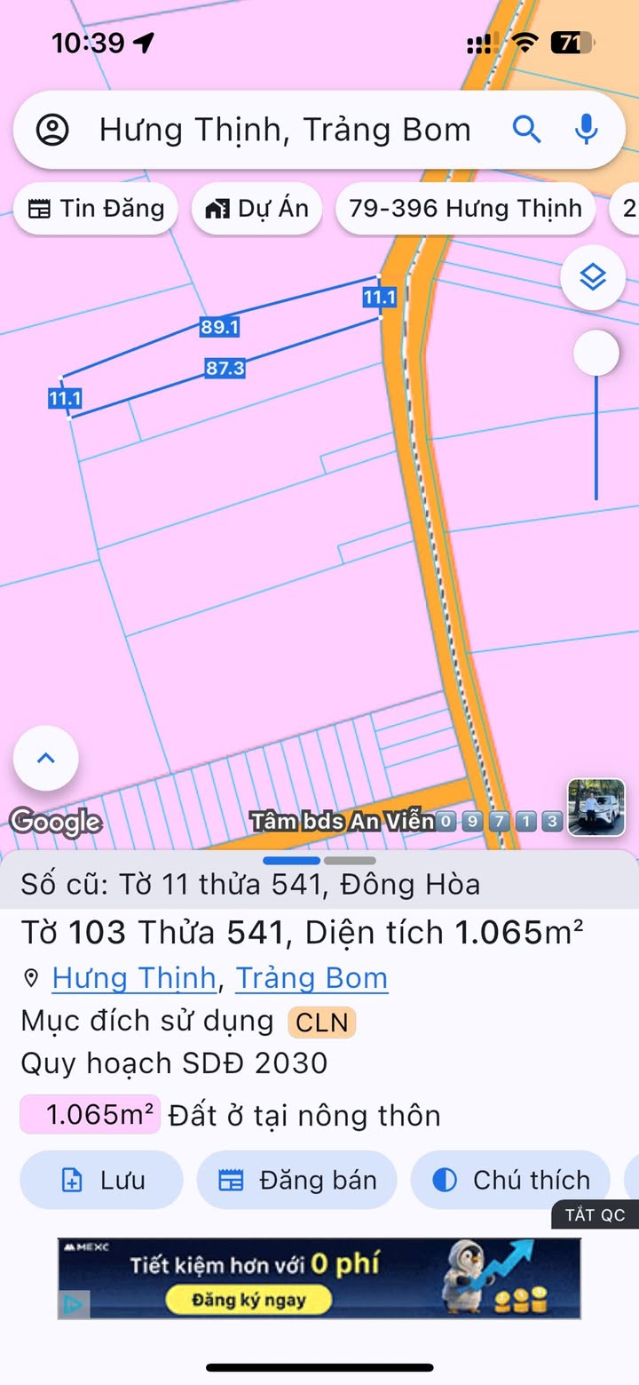 Đất Nền 1000m² Sổ Hồng Tại Phường Đông Hòa, Dĩ An - Giá 1.75 Tỷ Thương Lượng