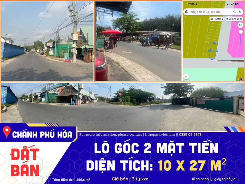 Đất nền Chánh Phú Hòa 270m² - Sổ đỏ chính chủ, thổ cư 100%!
