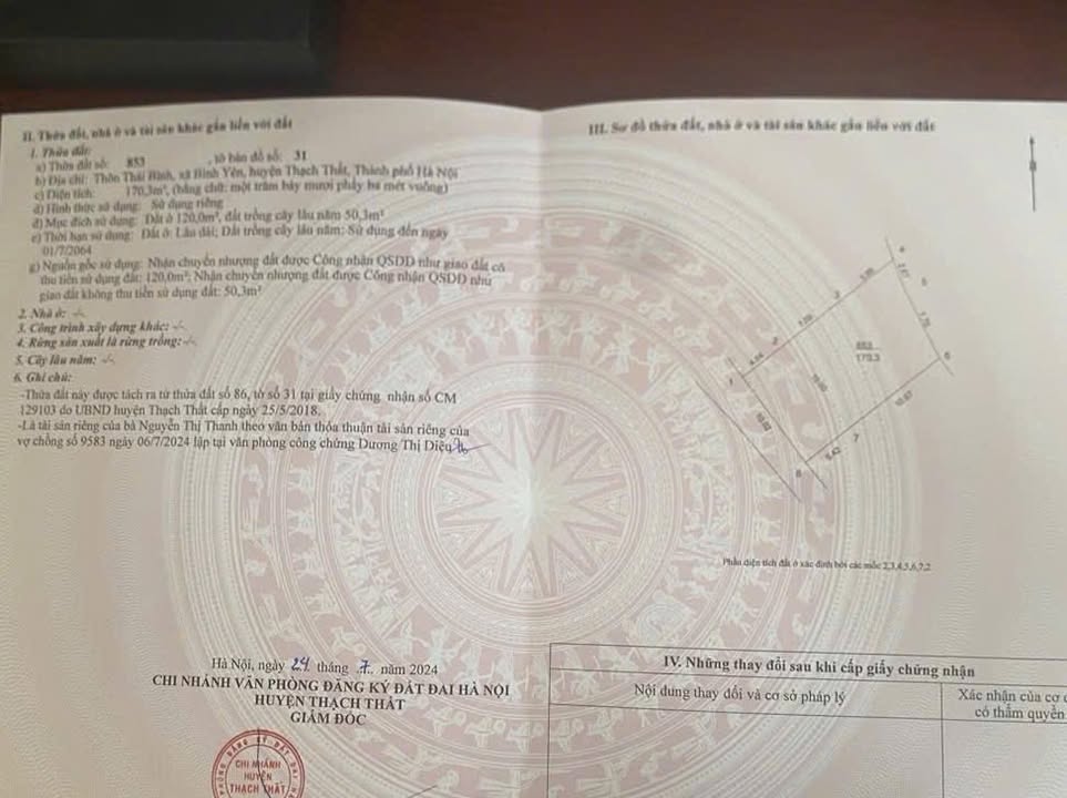 Đất nền Thạch Thất 170m² - Sẵn 120m² đất ở, Mặt tiền đẹp!