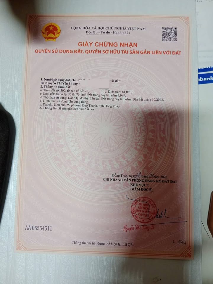 Đất nền Phường 5 TP Mỹ Tho 81m² - Sổ đỏ chính chủ