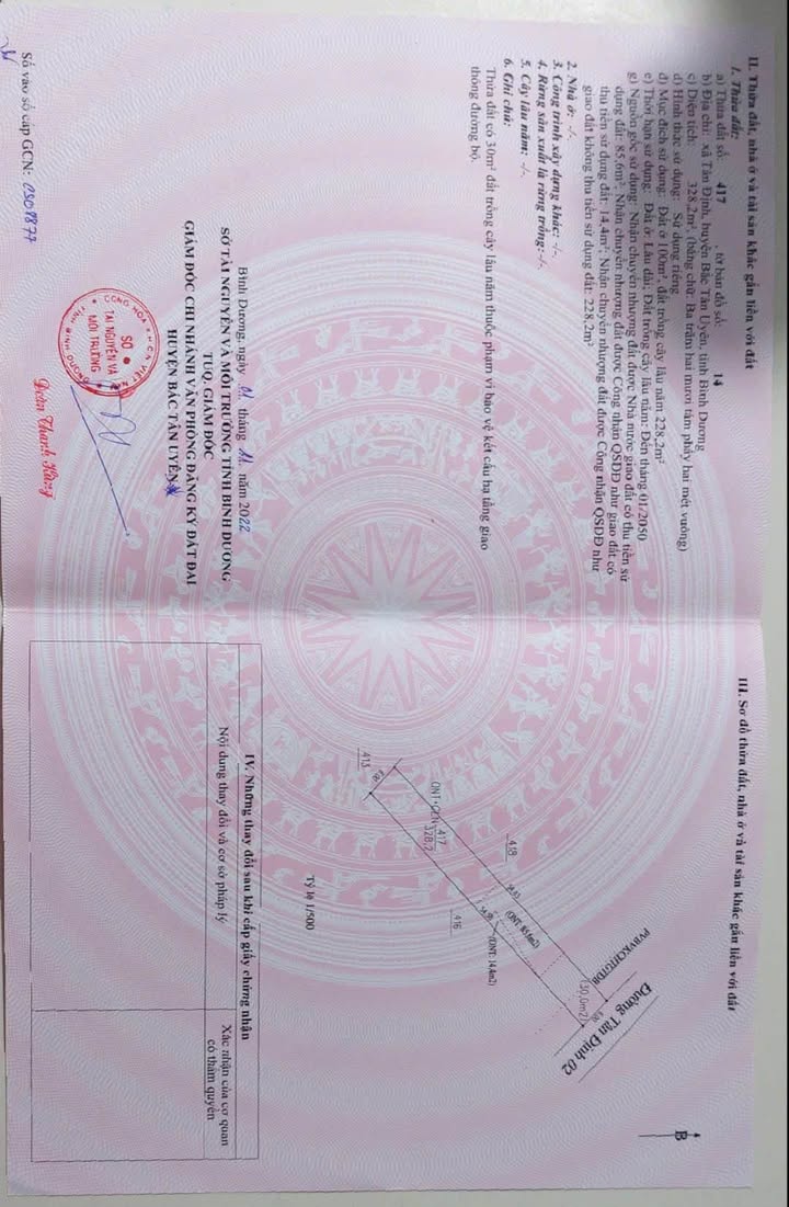 Đất nền Tân Định, Bắc Tân Uyên 324m² - Sổ đỏ chính chủ, giá tốt!