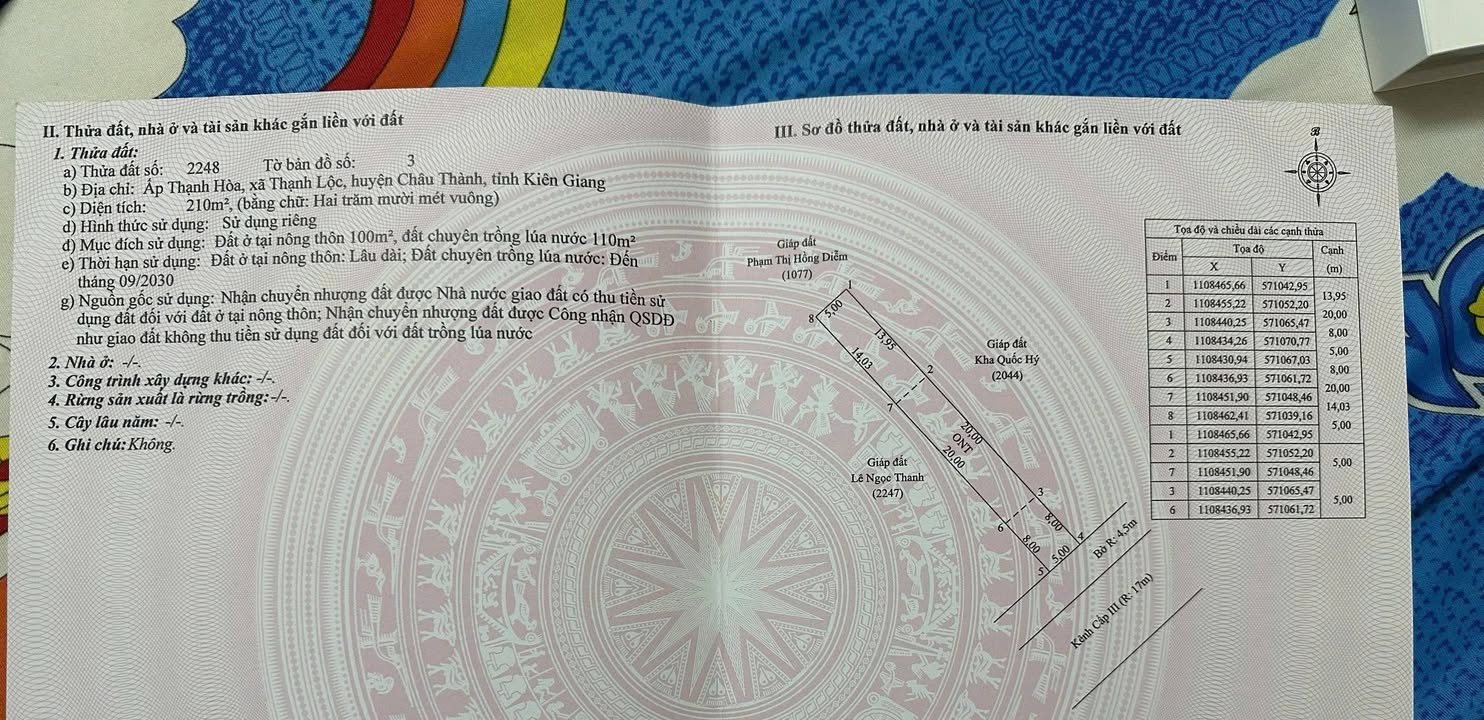 Bán đất Thạnh Lộc Châu Thành 210m² - Sổ đỏ sẵn, tiềm năng tăng giá