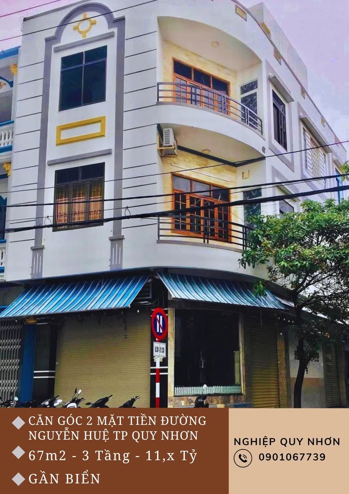 Nhà Góc 2 Mặt Tiền Nguyễn Huệ Quy Nhơn 67m² - 3 Tầng - Sổ Hồng Sẵn Sàng