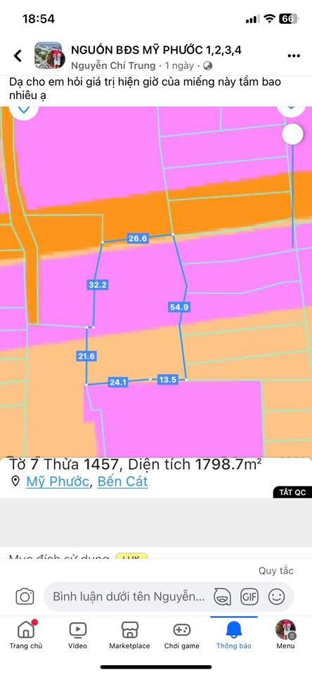 Bán Gấp Đất Nền 1800m² Mỹ Phước, Bến Cát - Sổ Hồng Riêng, Giá F0 Chỉ 3 Triệu/m²