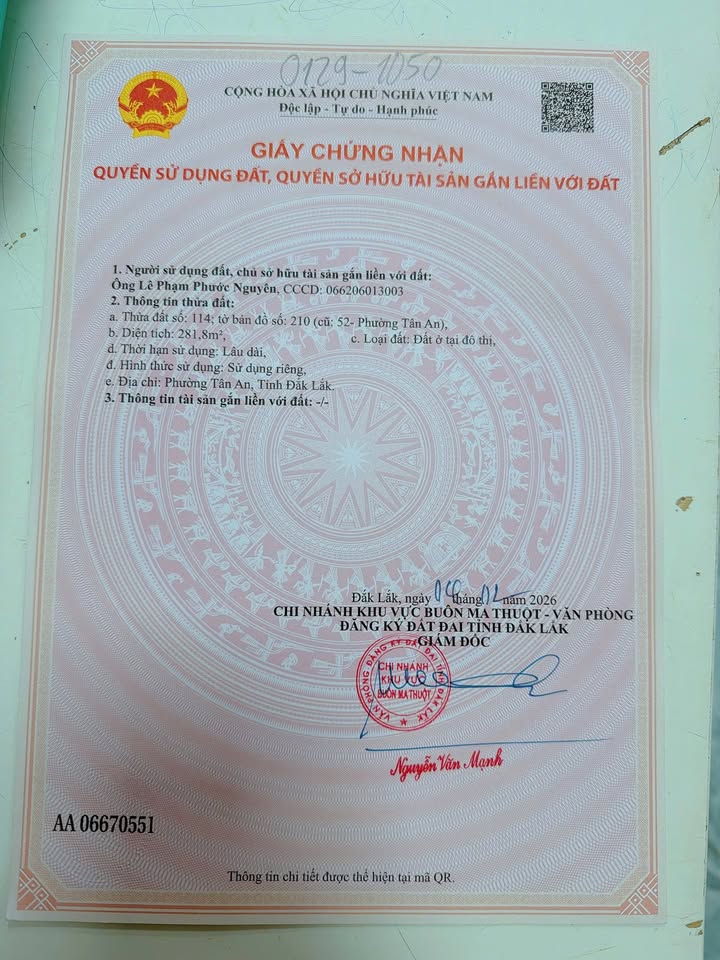 Mặt tiền kinh doanh Đường Lê Văn Nhiễu BMT 282m² - Sổ đỏ chính chủ!