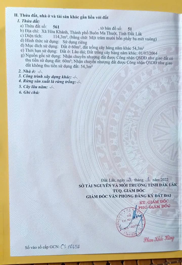 Đất Nền Xã Hòa Khánh, Buôn Đôn - 114m² Sổ Hồng Riêng, Gần QL14