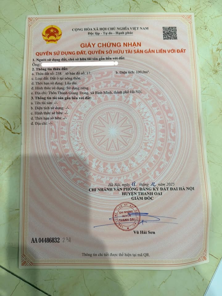 Đất Nền Thanh Giang, Thanh Oai - 100m² - Ô tô Thông Thênh Thang