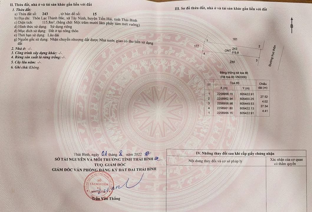 Đất Mặt Tiền DT 115.8m² - Bến Cầu, Tây Ninh - Giá 1 Tỷ Chính Chủ