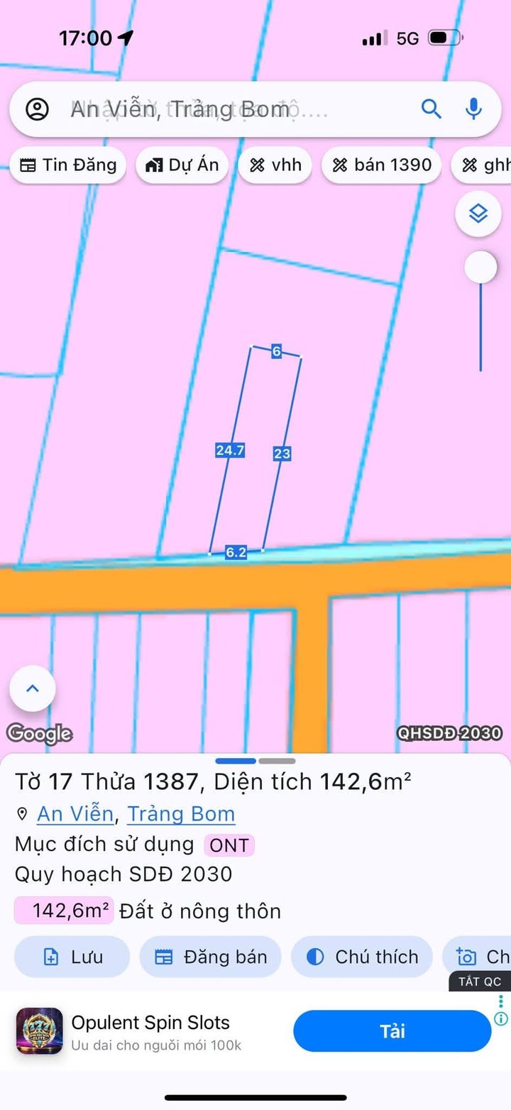 Đất nền Trảng Bom 144m² giá 1.2 tỷ - Thổ cư 100% sổ riêng!