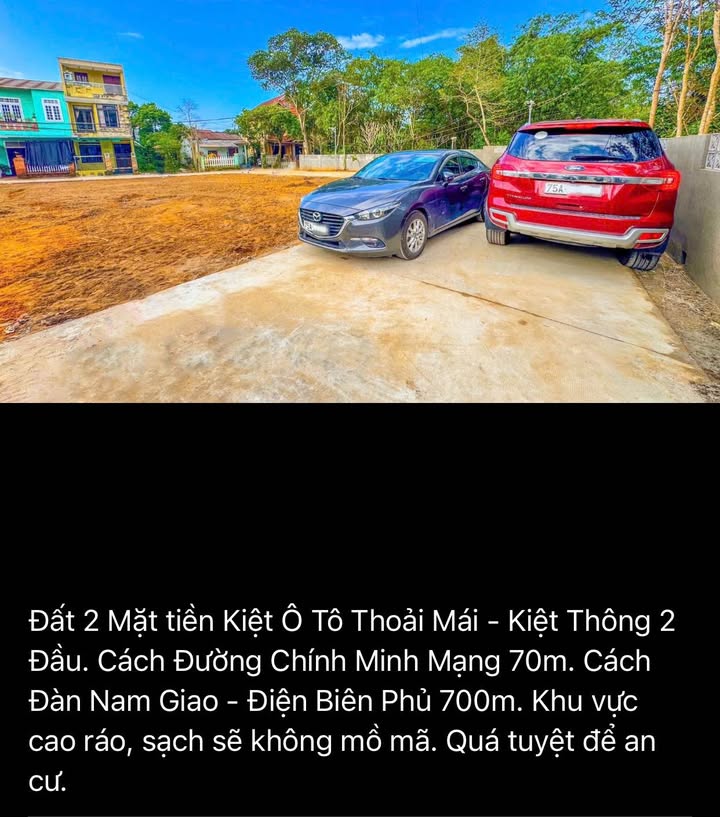 Đất 2 Mặt Tiền Kiệt Ô Tô 100m² Minh Mạng, Huế - Giá Tốt An Cư