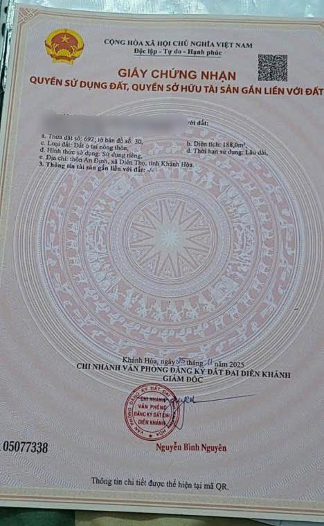 Đất nền An Định Diên Khánh 188m² - Tiềm năng tăng giá vượt trội!