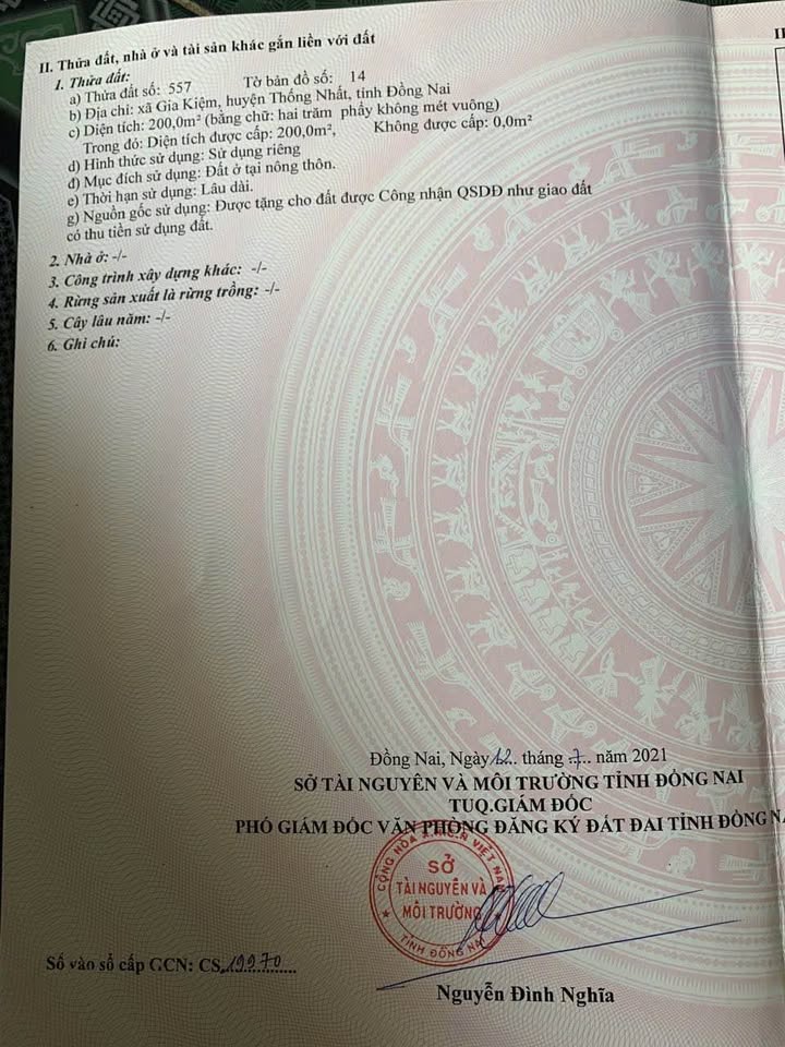 Đất Sổ Hồng Thổ Cư 200m² Xã Gia Kiệm, Đồng Nai - Giá 2 Tỷ TL