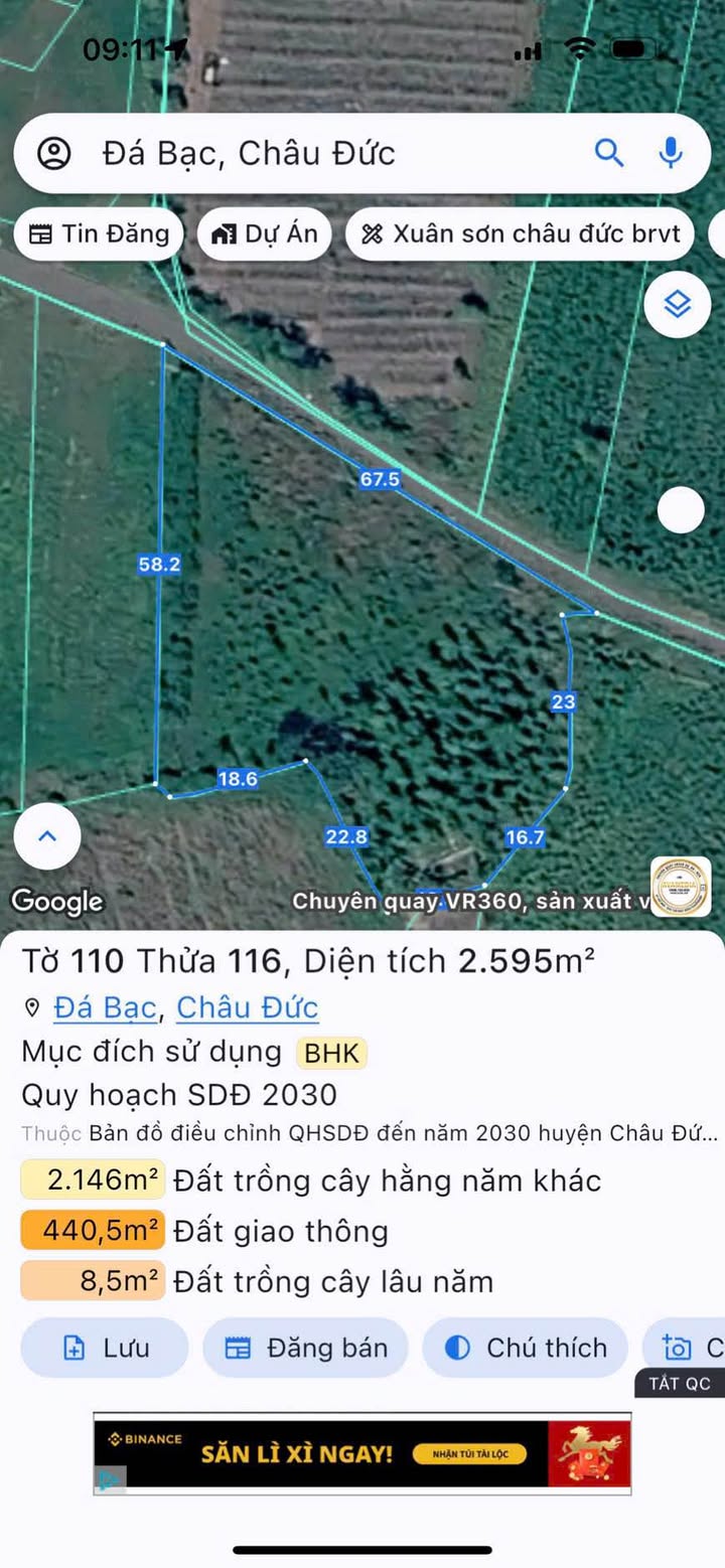 Đất nền Đá Bạc, Châu Đức 3600m² - Sổ đỏ chính chủ