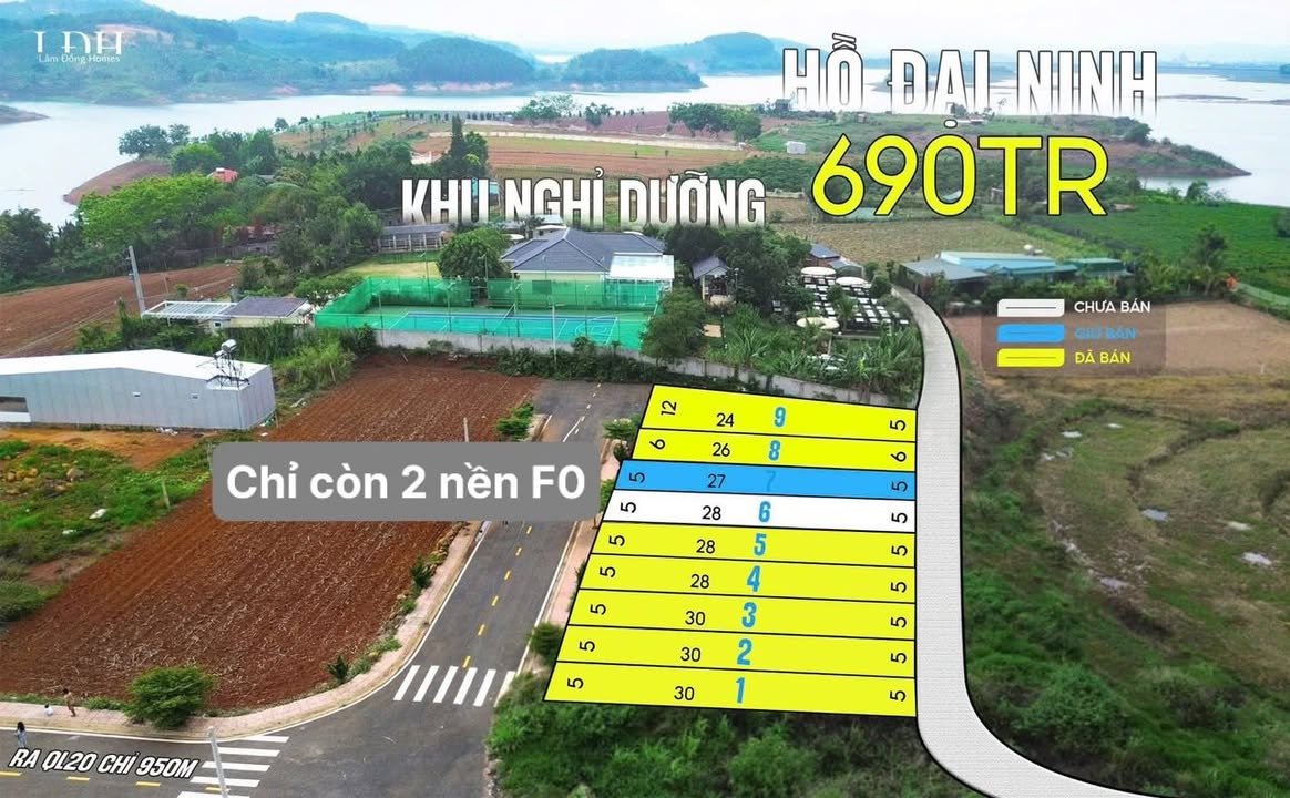 Đất nền Đức Trọng 140m² view hồ Đại Ninh - Giá F0 CĐT