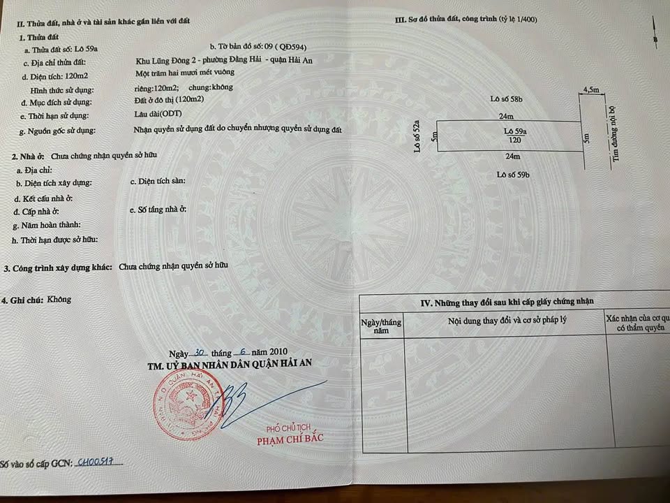 Đất Tái Định Cư Hải An 120m² Hướng Đông - Sổ Đỏ Sẵn Sàng
