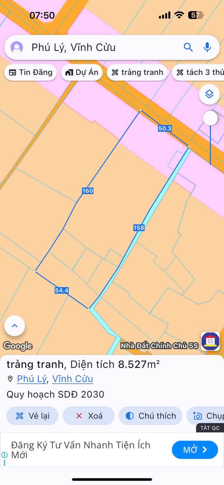 Đất nền Phú Lý Vĩnh Cửu 8.500m² 5.2 tỷ - Đường ô tô