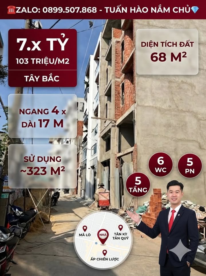 Nhà Phố Bình Tân 67m² - 5PN, 5 Tầng, Sổ Hồng, Giá 7 Tỷ