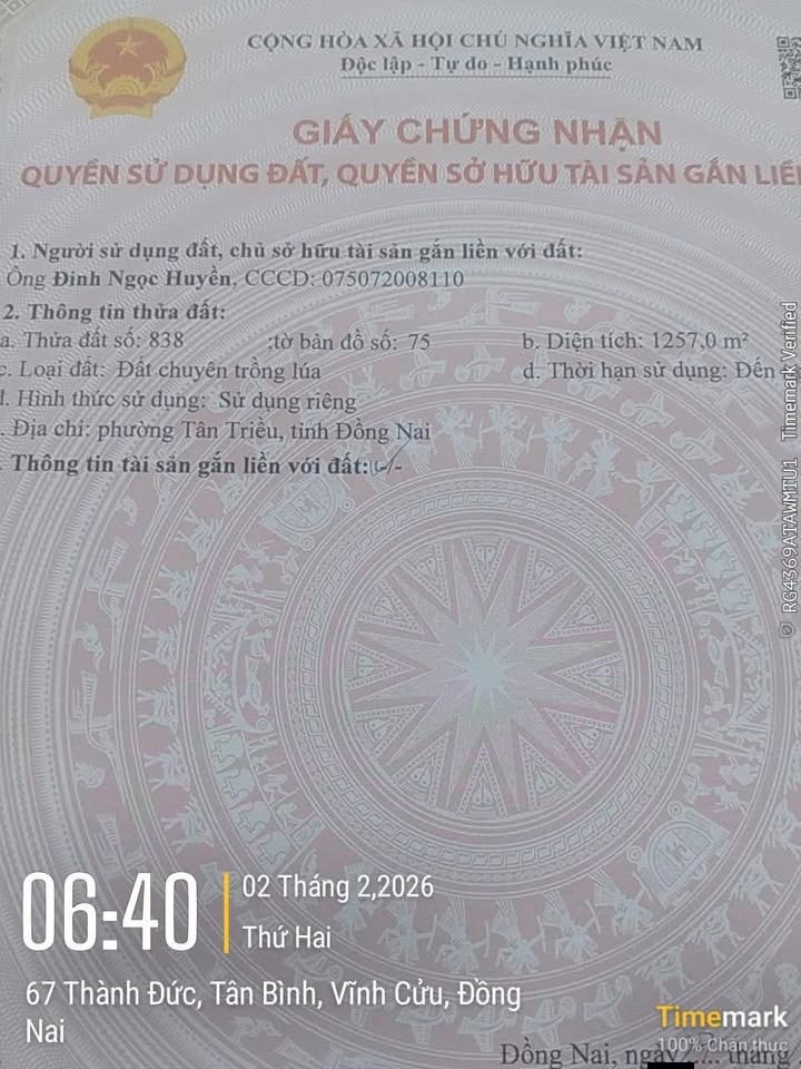 Bán Đất Vĩnh Cửu 1200m² Giá 6.5 Tỷ - Sổ Đỏ Chính Chủ Mặt Tiền HL9