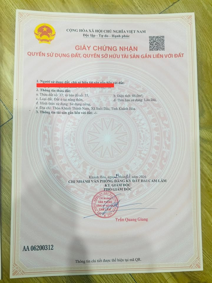 Đất nền Suối Cát, Cam Lâm 88m² - Sổ đỏ, đường nhựa, khu dân cư đông đúc